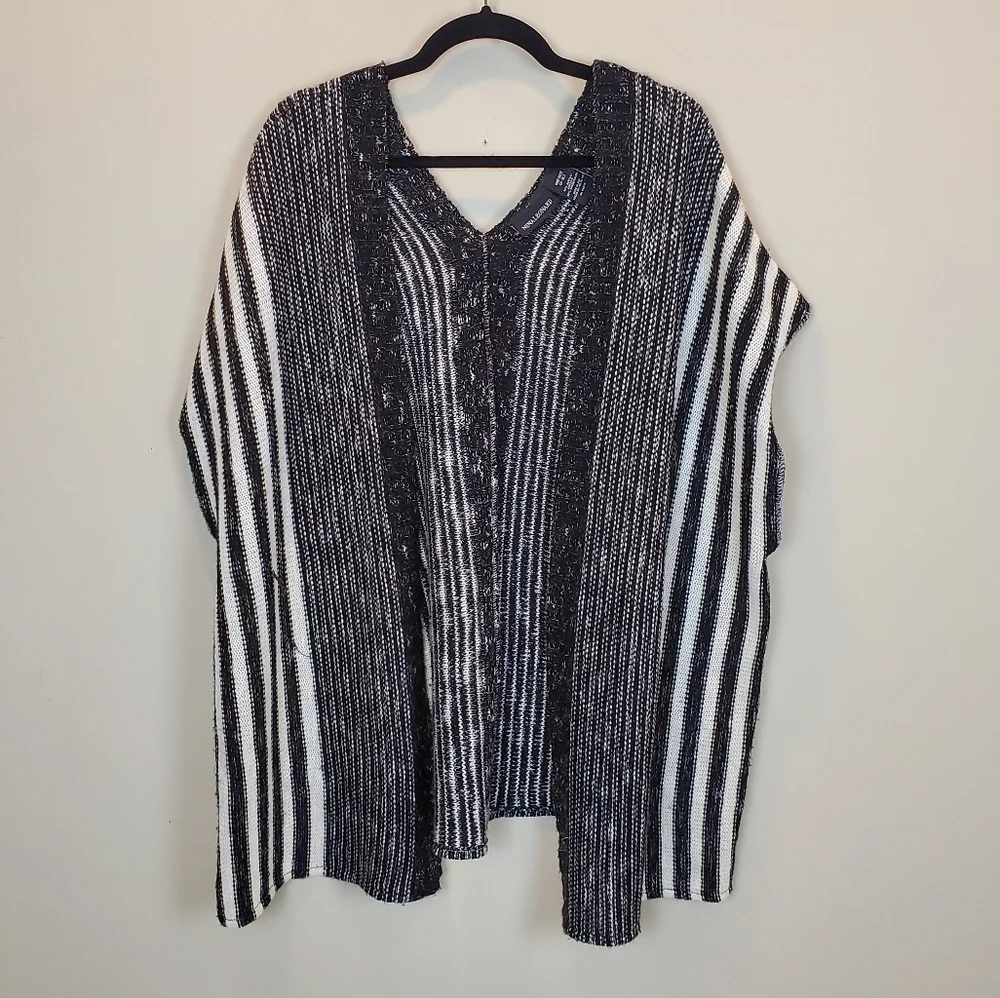Nina Leonard black stripe Sleeveless cardigan sweater - Picture 3 of 9